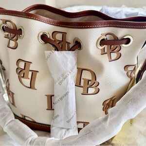 Dooney & Bourke Tan and Brown Logo Shoulder Bag